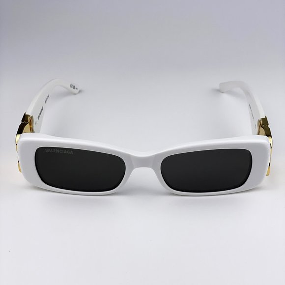 Balenciaga BB0096S 011 BRAND NEW Sunglasses White Gold Grey Rectangle Unisex - Picture 8 of 13